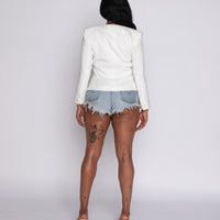 Angel Has Wings White Embroidered Blazer