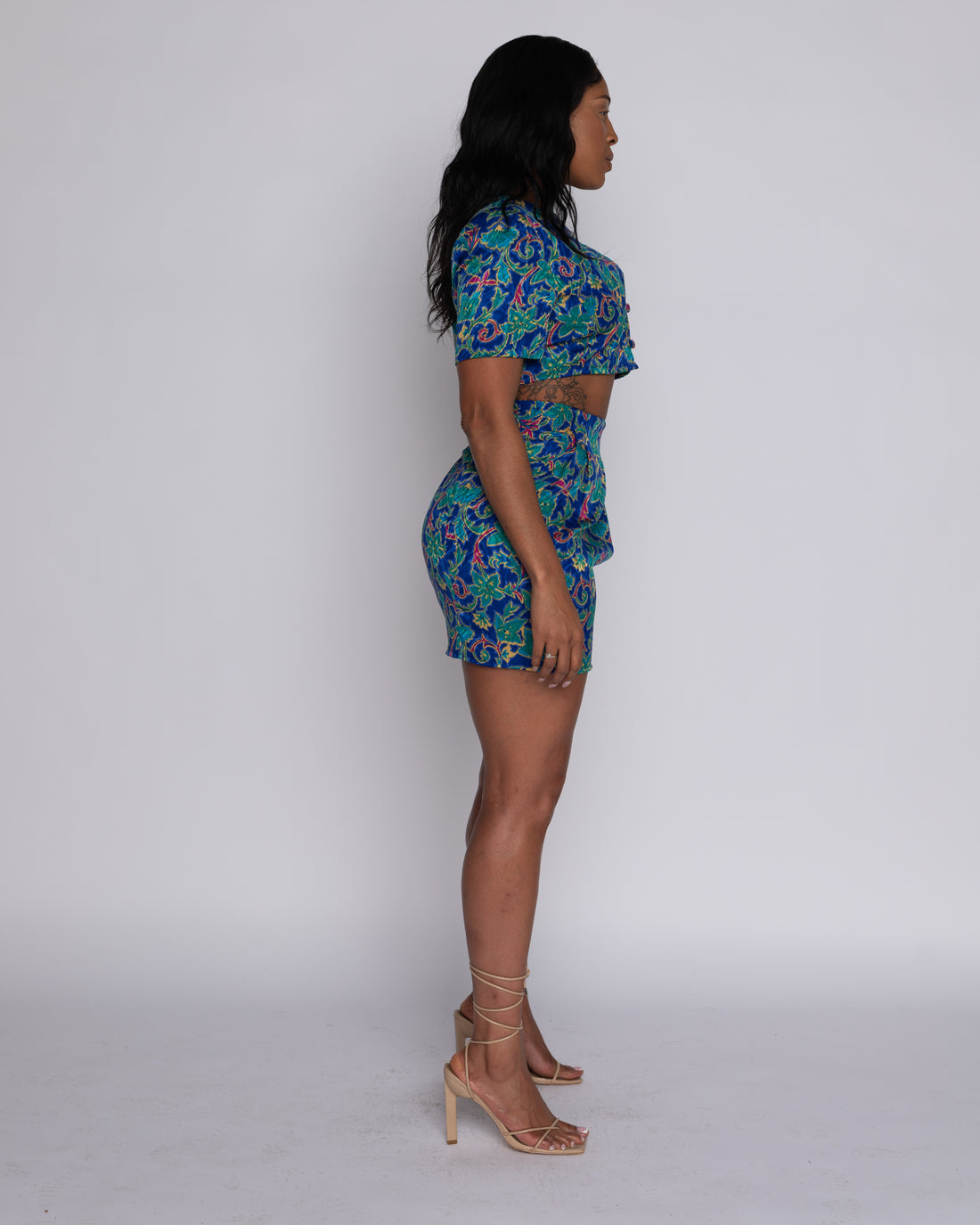 REIMAGINED Multi Color 80's Silk Two Piece Skirt Set