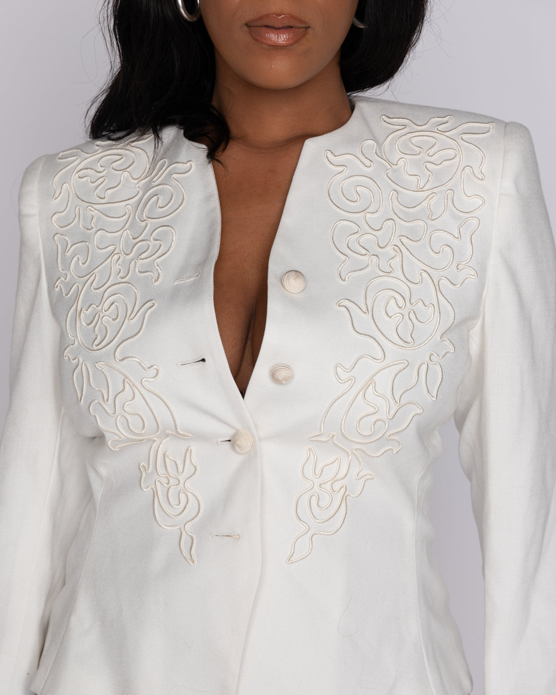 Angel Has Wings White Embroidered Blazer