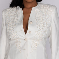 Angel Has Wings White Embroidered Blazer