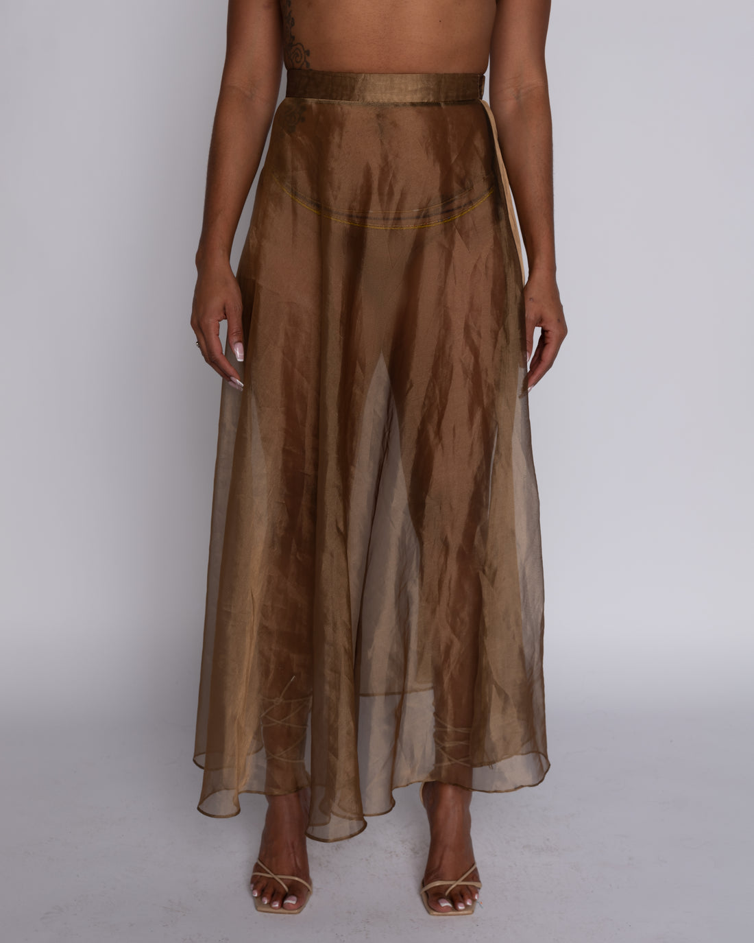 REIMAGINED Belle of the Ball 1990's A Line Mesh Skirt in Gold