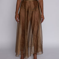 REIMAGINED Belle of the Ball 1990's A Line Mesh Skirt in Gold