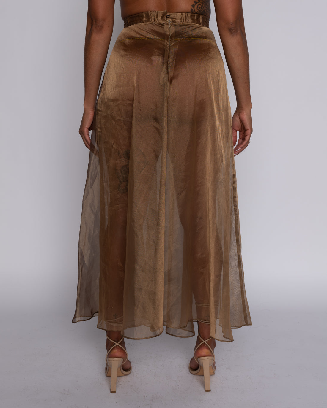 REIMAGINED Belle of the Ball 1990's A Line Mesh Skirt in Gold